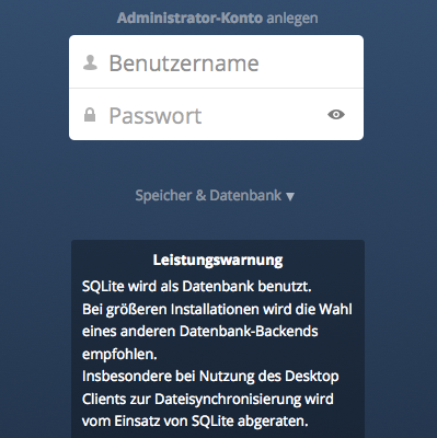 Installationsbildschirm