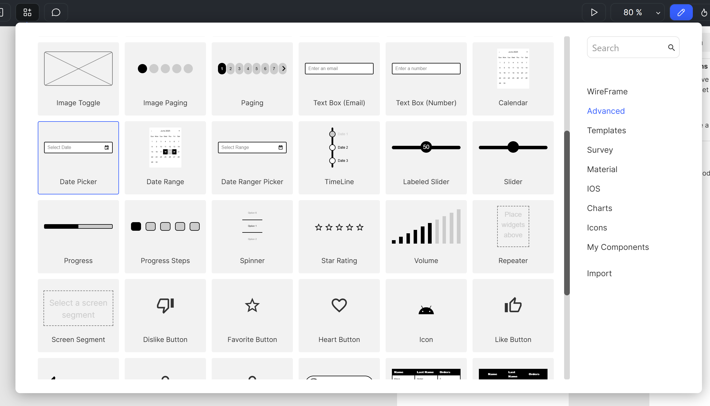 Screenshot der Quant-UX Komponenten